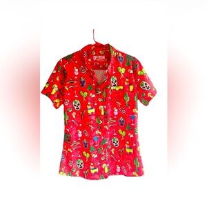 DIXXON Women’s The Guero Party Shirt Cinco De Mayo Fiesta Print Size L Button Up